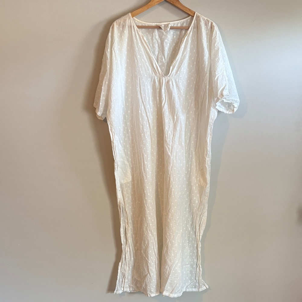 White Textured Kaftan Dress